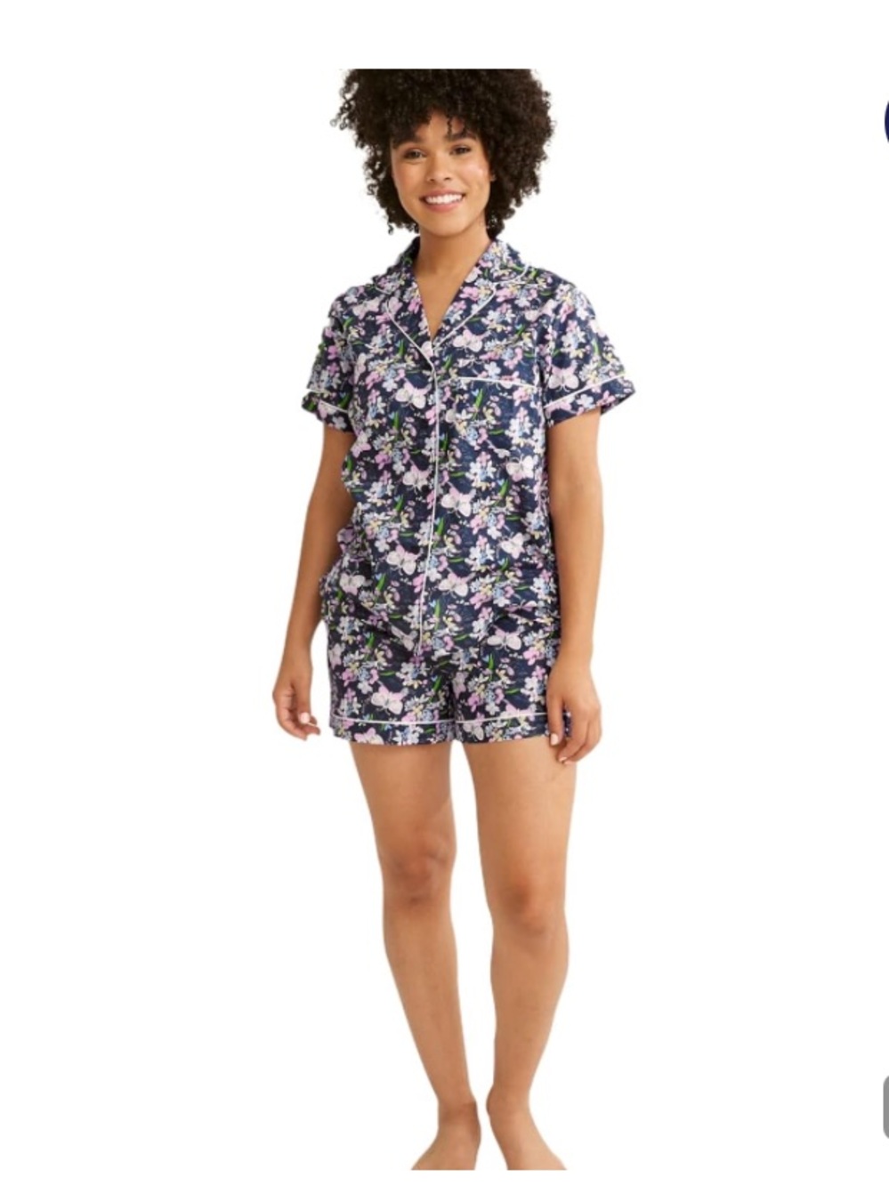 Women's Cotton Pajama Set in Bloom Boom Navy